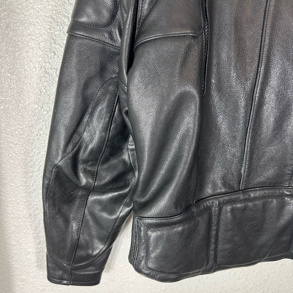 First Gear Motorcycle Black Leather Jacket Size 44 - Picture 8 of 13